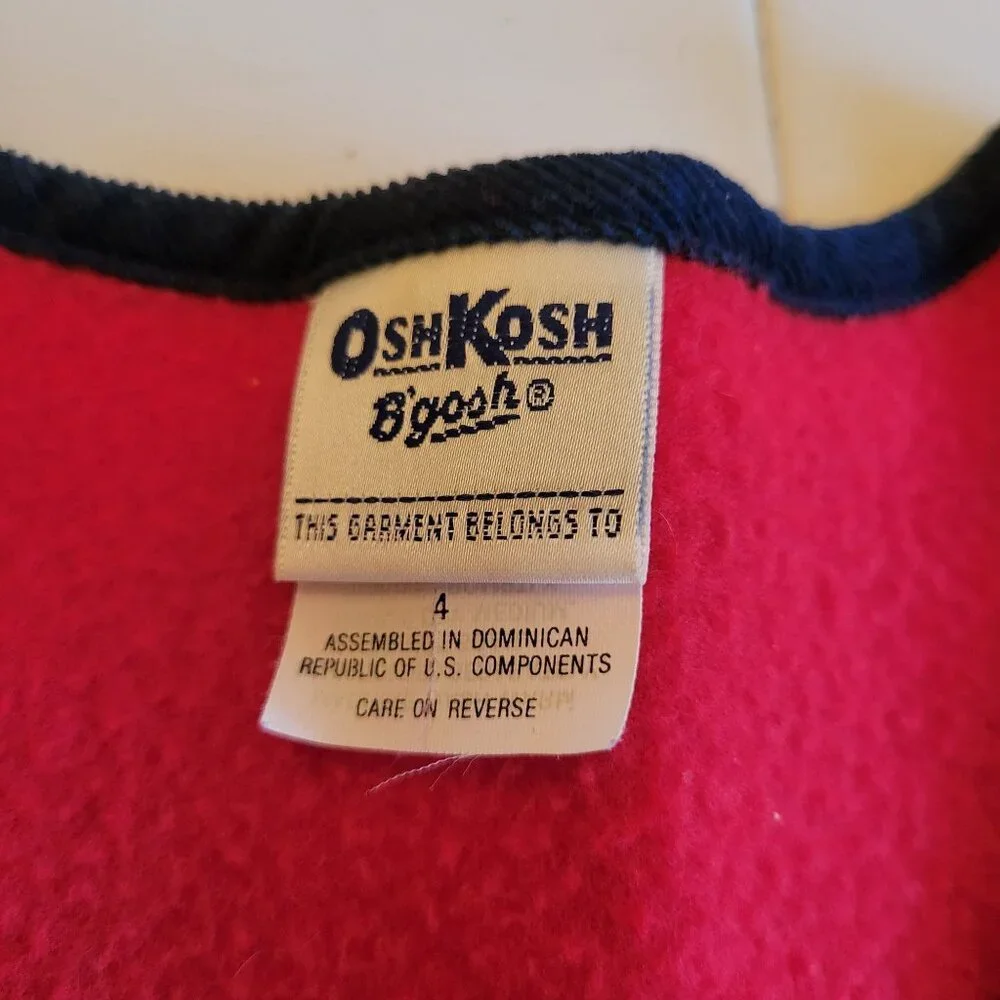 Oshkosh 4 Fleece Red‎ Vest Embroidered Flowers Cosplay Costume